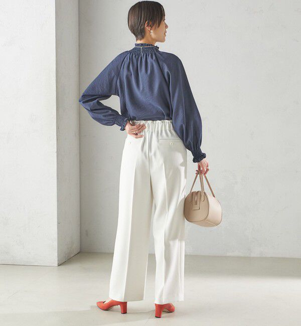 SHIPS for women「〈洗濯機可能〉シャーリング ネック 長袖 ブラウス」|シャツ・ブラウス|