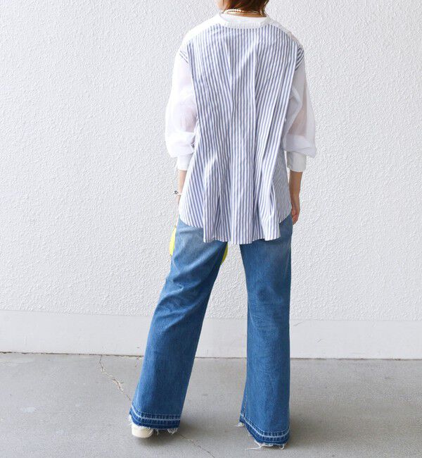 SHIPS for women「【WEB限定】〈手洗い可能〉異素材 ウエスト タック ブラウス」|シャツ・ブラウス|