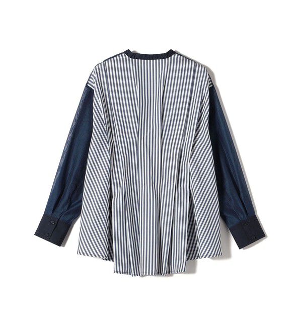 SHIPS for women「【WEB限定】〈手洗い可能〉異素材 ウエスト タック ブラウス」|シャツ・ブラウス|