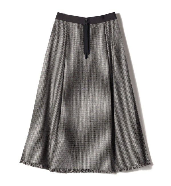 SHIPS for women「SHIPS Primary Navy Label:裾 フリンジ 千鳥 フレア スカート」|スカート|