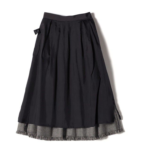 SHIPS for women「SHIPS Primary Navy Label:裾 フリンジ 千鳥 フレア スカート」|スカート|