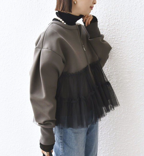 SHIPS for women「【WEB限定】 〈手洗い可能〉ダンボール &times; チュール ジップ 羽織」|その他|