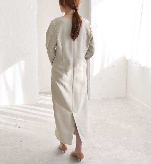 quaranciel「quaranciel:〈洗濯機可能〉ダブルクロス スクエアネック ロング ワンピース（セットアップ対応）」|ワンピース|