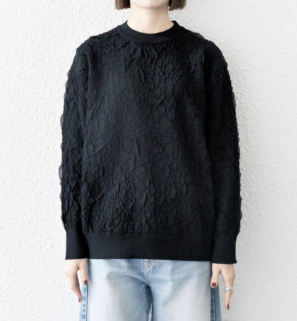 SHIPS any「《一部追加予約》SHIPS any:〈手洗い可能〉ジャカード バンピー クルーネック プルオーバー」|ニット・セーター|