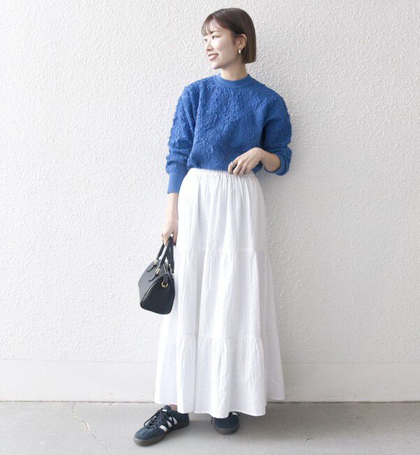 SHIPS any「《一部追加予約》SHIPS any:〈手洗い可能〉ジャカード バンピー クルーネック プルオーバー」|ニット・セーター|