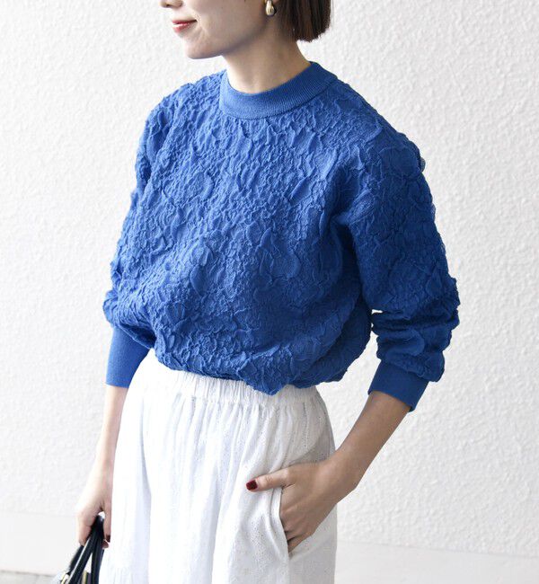 SHIPS any「《一部追加予約》SHIPS any:〈手洗い可能〉ジャカード バンピー クルーネック プルオーバー」|ニット・セーター|