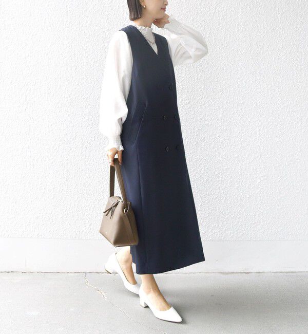 SHIPS for women「〈手洗い可能〉シャークスキン ジレ ワンピース」|ワンピース|