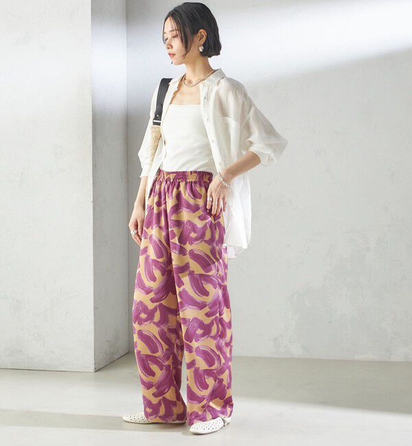 SHIPS for women「〈手洗い可能〉サテン プリント ドロスト パンツ」|その他|