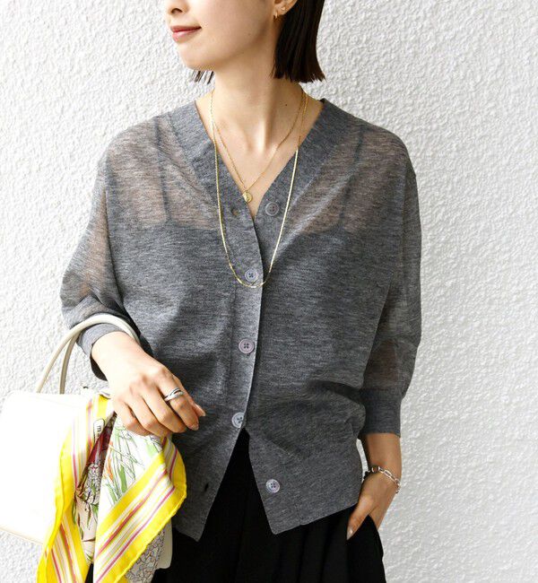 SHIPS for women「〈手洗い可能〉ラミー混 シアー カーディガン」|カーディガン|チャコールグレー