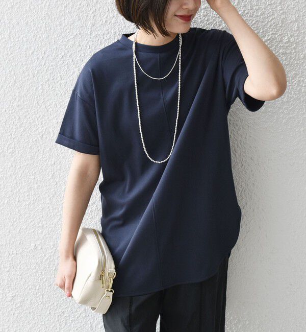 SHIPS any「SHIPS any:〈接触冷感/汗染み防止加工/洗濯機可能〉スリット ルーズ チュニック TEE」|Tシャツ・カットソー|