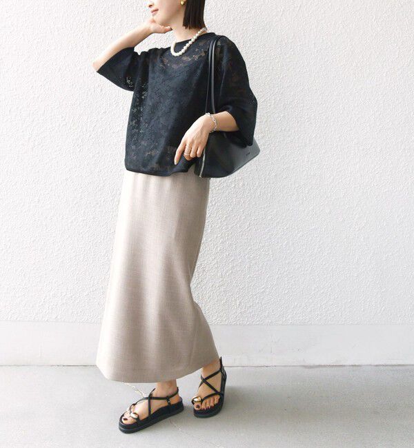 SHIPS for women「〈手洗い可能〉オーガニック コットン レース ショート スリーブ プルオーバー」|Tシャツ・カットソー|