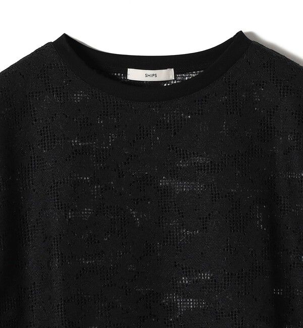 SHIPS for women「〈手洗い可能〉オーガニック コットン レース ショート スリーブ プルオーバー」|Tシャツ・カットソー|