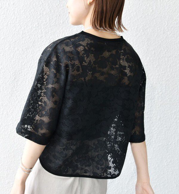 SHIPS for women「〈手洗い可能〉オーガニック コットン レース ショート スリーブ プルオーバー」|Tシャツ・カットソー|