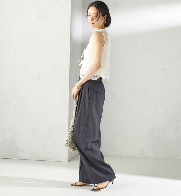 SHIPS for women「〈手洗い可能〉麻調 合繊 2タック ワイド パンツ 2」|その他|