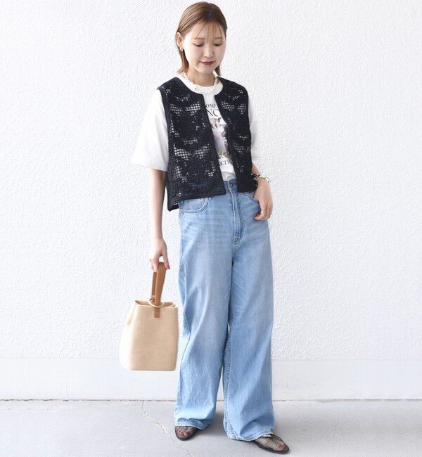 SHIPS for women「〈手洗い可能〉エンブロイダリー ニット ショート ベスト」|ベスト・ジレ|