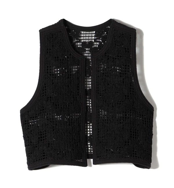 SHIPS for women「〈手洗い可能〉エンブロイダリー ニット ショート ベスト」|ベスト・ジレ|