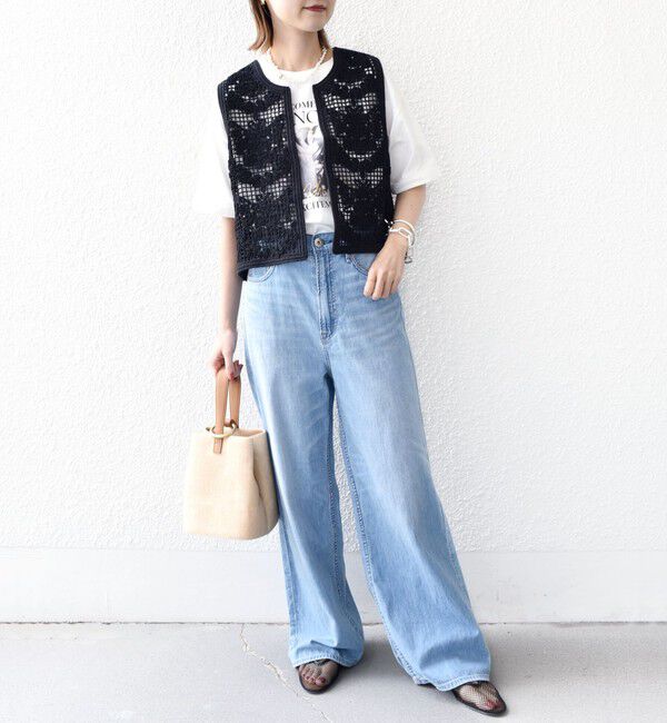 SHIPS for women「〈手洗い可能〉エンブロイダリー ニット ショート ベスト」|ベスト・ジレ|