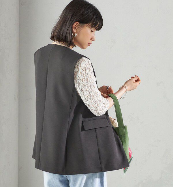 SHIPS for women「〈手洗い可能〉ハイカウント ダブルクロス ジレ」|ベスト・ジレ|