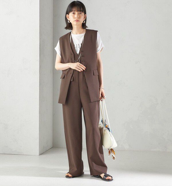 SHIPS for women「〈手洗い可能〉ハイカウント ダブルクロス ジレ」|ベスト・ジレ|