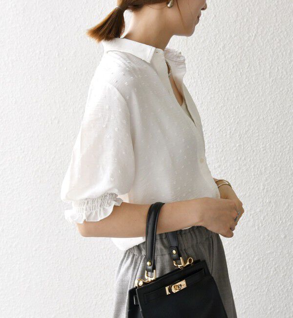 SHIPS any「SHIPS any:〈洗濯機可能〉カットドビー ジャージー パフ シャツ」|Tシャツ・カットソー|