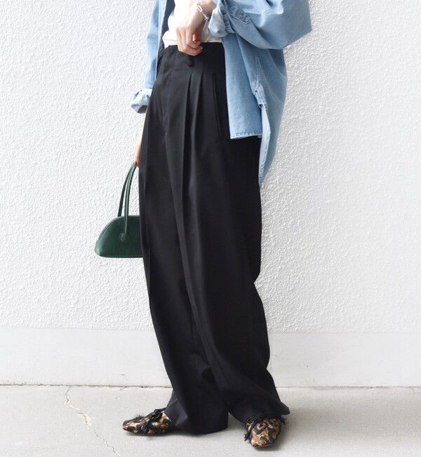 SHIPS for women「〈洗濯機可能〉ハイカウント ツイル 2タック ワイド パンツ」|その他|