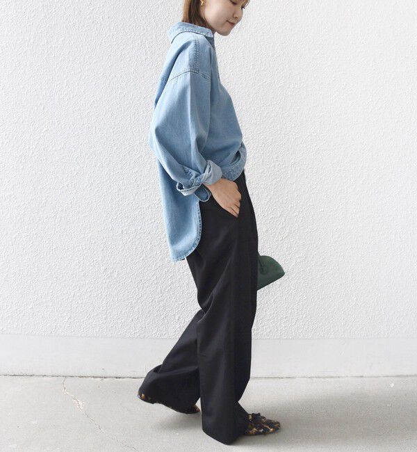 SHIPS for women「〈洗濯機可能〉ハイカウント ツイル 2タック ワイド パンツ」|その他|