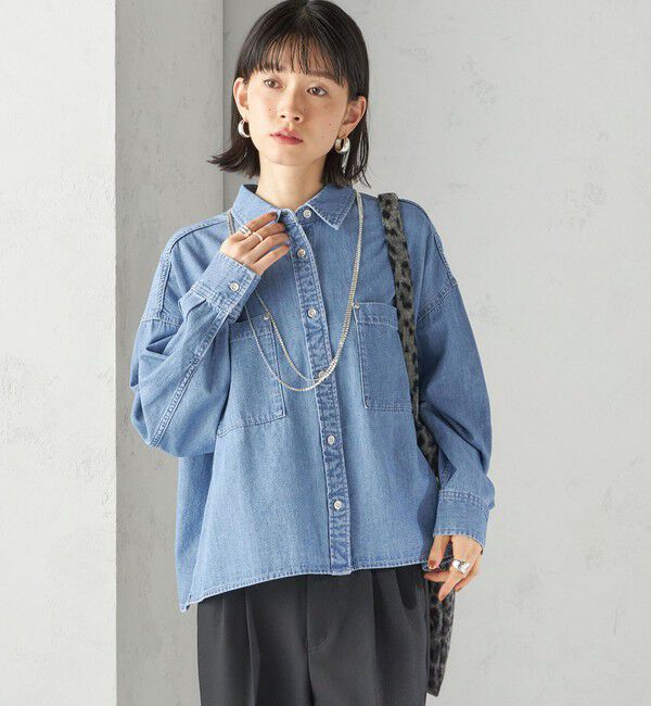 SHIPS for women「〈洗濯機可能〉ライトオンス デニム ショート シャツ」|シャツ・ブラウス|