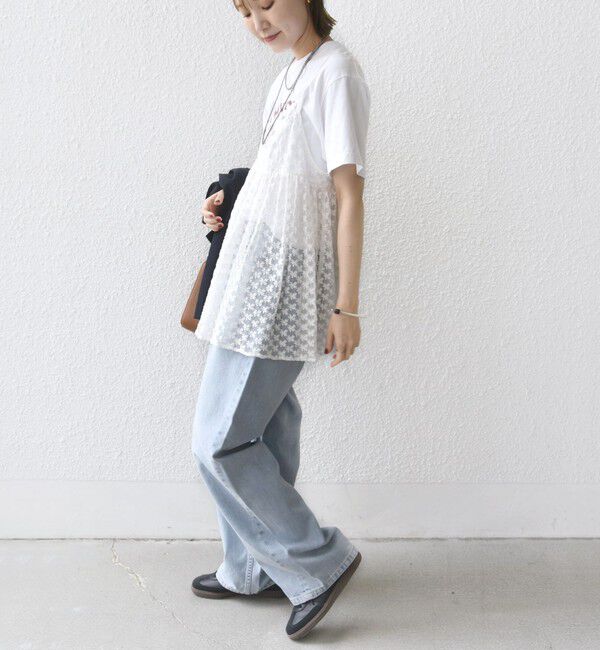 SHIPS for women「〈手洗い可能〉フラワー チュール 刺繍 チュニック ワンピース」|チュニック|