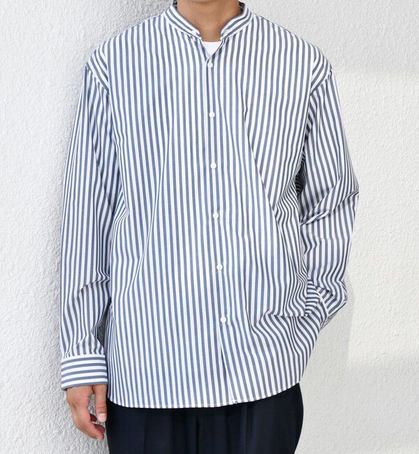 SHIPS any「SHIPS any: LIM BLESS ソリッド / ストライプ バンドカラー シャツ 25AW◇」|シャツ・ブラウス|