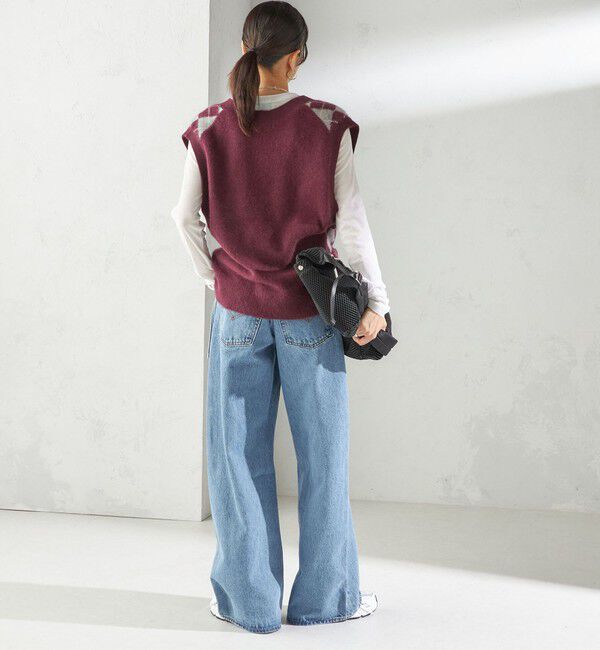 SHIPS for women「〈手洗い可能〉ディープ Vネック アーガイル ベスト」|ベスト・ジレ|