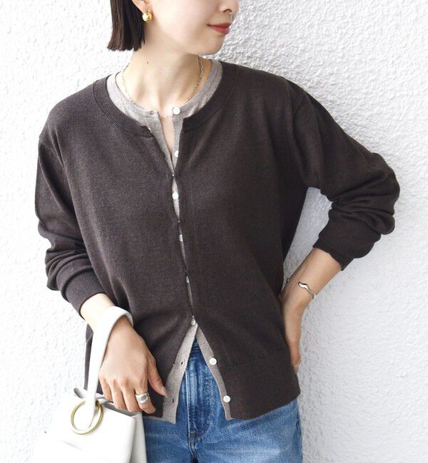 SHIPS for women「【WEB限定】〈手洗い可能〉レイヤード 2WAY 配色 カーディガン」|カーディガン|