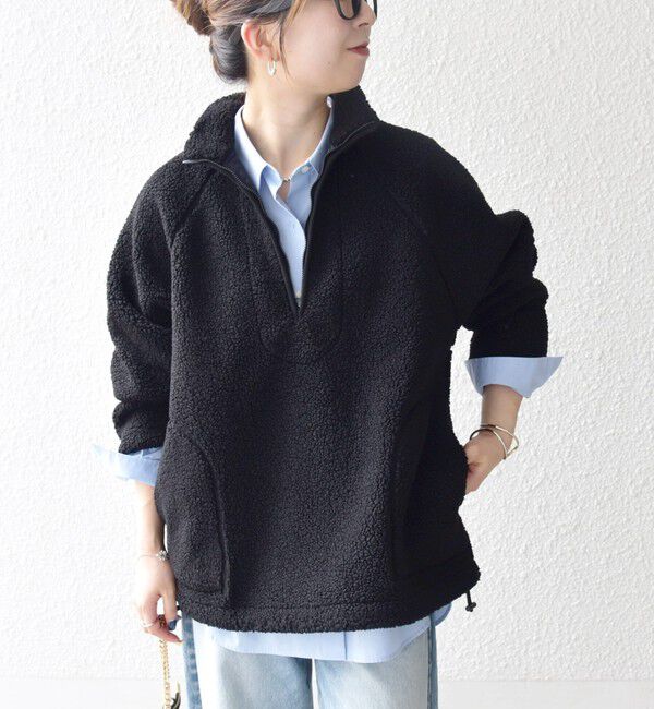 SHIPS any「SHIPS any:〈洗濯機可能〉ボア フリース ハーフジップ プルオーバー」|Tシャツ・カットソー|