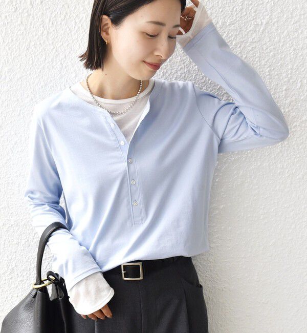 SHIPS for women「レイヤード ライク ヘンリーネック プルオーバー」|Tシャツ・カットソー|ライトブルー