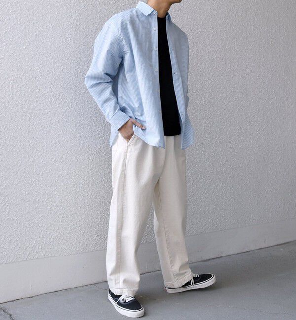 SHIPS any「SHIPS any: JAPAN MADE ブルー ストライプ/ソリッド レギュラーカラー シャツ◇」|シャツ・ブラウス|