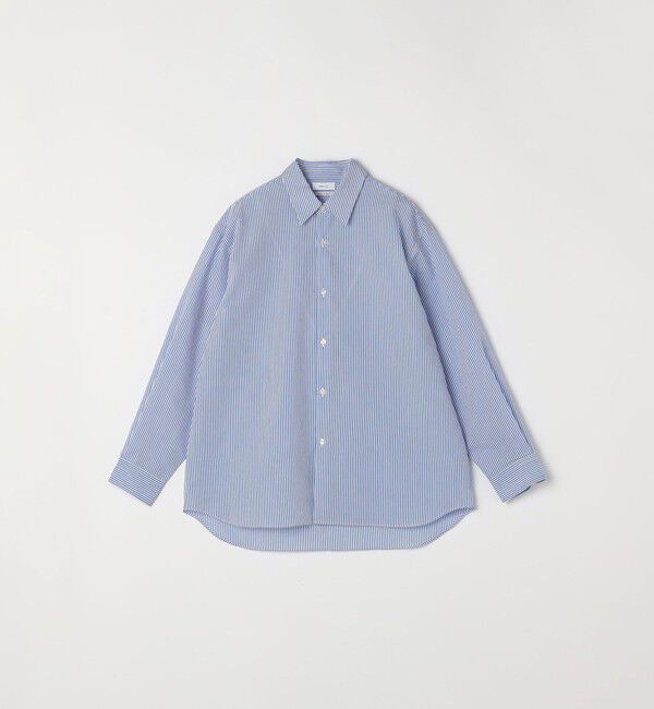 SHIPS any「SHIPS any: JAPAN MADE ブルー ストライプ/ソリッド レギュラーカラー シャツ◇」|シャツ・ブラウス|