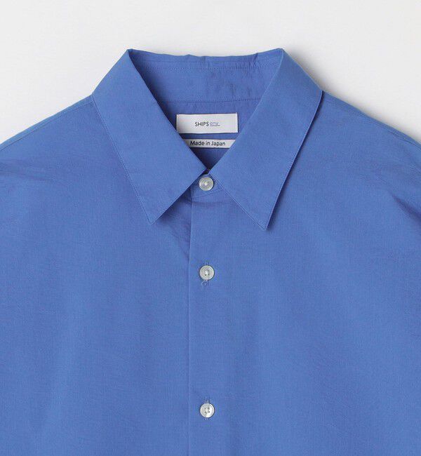 SHIPS any「SHIPS any: JAPAN MADE ブルー ストライプ/ソリッド レギュラーカラー シャツ◇」|シャツ・ブラウス|