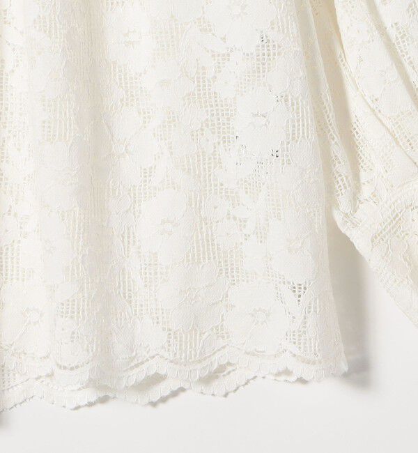 SHIPS any「《追加予約》SHIPS any:〈手洗い可能〉フラワー メッシュ レース バンドカラー タック シャツ」|シャツ・ブラウス|