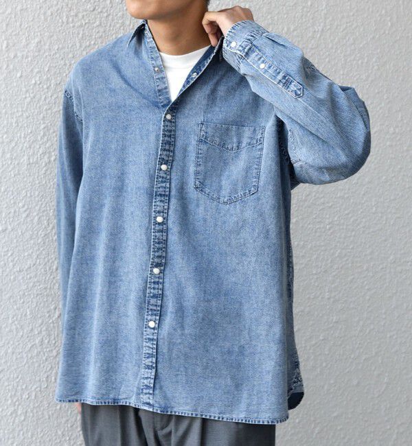 SHIPS any「SHIPS any: 3.5oz スーパーライト デニム スナップ ボタン リラックス シャツ◇」|シャツ・ブラウス|
