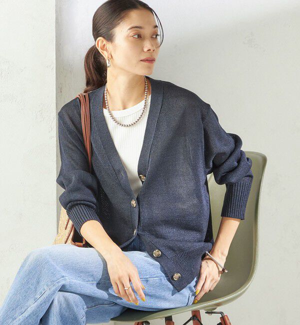 SHIPS for women「〈手洗い可能〉ブライト ペーパー Vネック ニット カーディガン」|カーディガン|