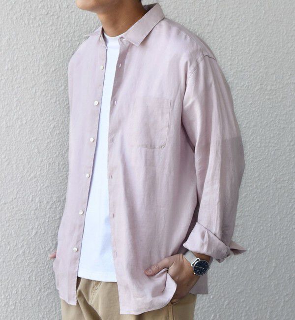 SHIPS any「SHIPS any:〈洗濯機可能〉ピュアリネン レギュラーカラー シャツ 26SS◇」|シャツ・ブラウス|ピンク