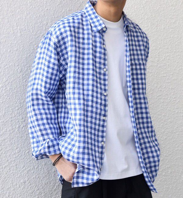 SHIPS any「SHIPS any:〈洗濯機可能〉ピュアリネン レギュラーカラー シャツ 26SS◇」|シャツ・ブラウス|ブルー