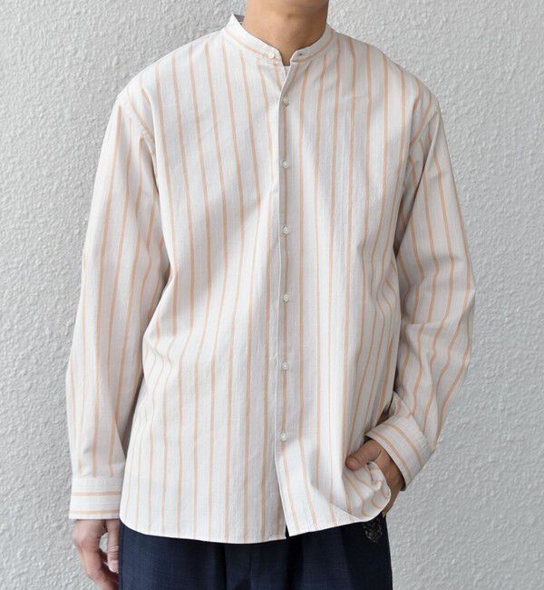 SHIPS any「SHIPS any:〈洗濯機可能〉コットン/リネン ストライプ バンドカラー シャツ 26SS◇」|シャツ・ブラウス|