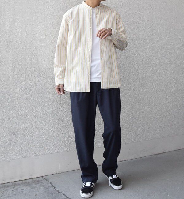 SHIPS any「SHIPS any:〈洗濯機可能〉コットン/リネン ストライプ バンドカラー シャツ 26SS◇」|シャツ・ブラウス|