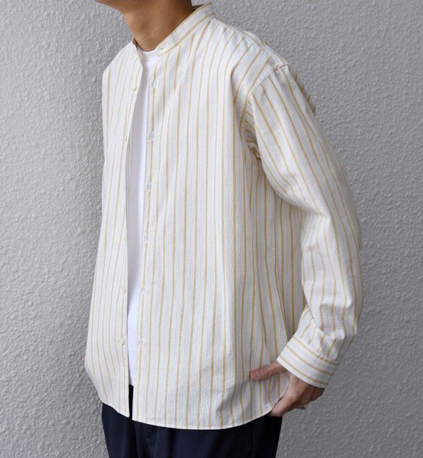SHIPS any「SHIPS any:〈洗濯機可能〉コットン/リネン ストライプ バンドカラー シャツ 26SS◇」|シャツ・ブラウス|
