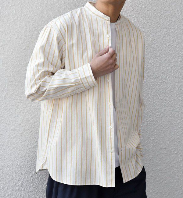 SHIPS any「SHIPS any:〈洗濯機可能〉コットン/リネン ストライプ バンドカラー シャツ 26SS◇」|シャツ・ブラウス|