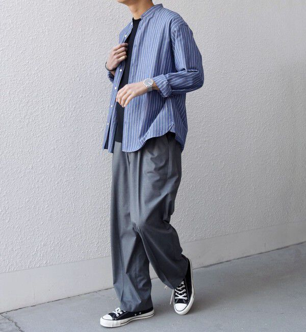 SHIPS any「SHIPS any:〈洗濯機可能〉コットン/リネン ストライプ バンドカラー シャツ 26SS◇」|シャツ・ブラウス|