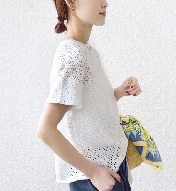 SHIPS for women「〈手洗い可能〉アイレット ショート スリーブ プルオーバー」|Tシャツ・カットソー|