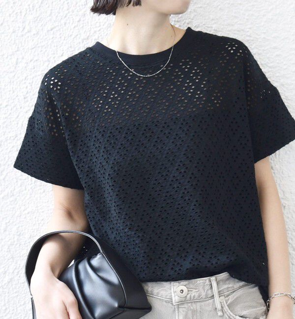 SHIPS for women「〈手洗い可能〉アイレット ショート スリーブ プルオーバー」|Tシャツ・カットソー|