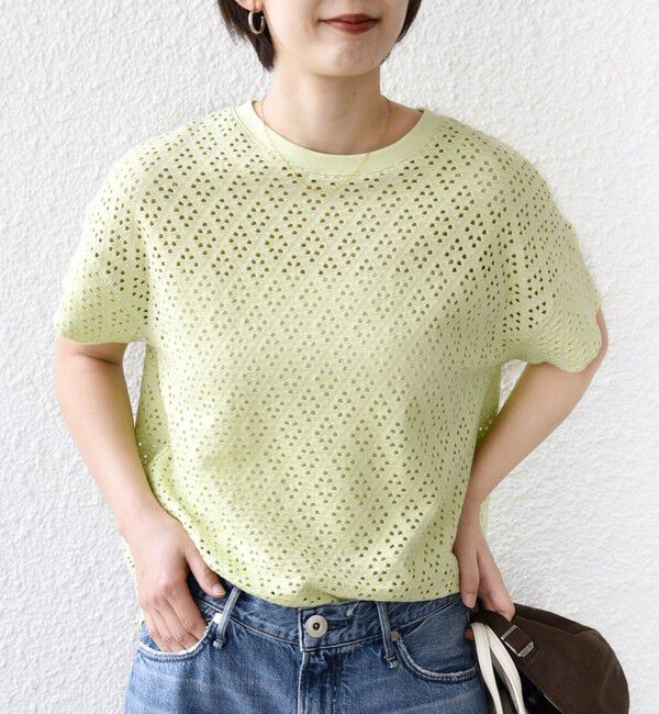 SHIPS for women「〈手洗い可能〉アイレット ショート スリーブ プルオーバー」|Tシャツ・カットソー|