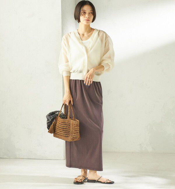 SHIPS for women「《一部追加予約》〈手洗い可能〉麻混 シアー Vネック カーディガン」|カーディガン|